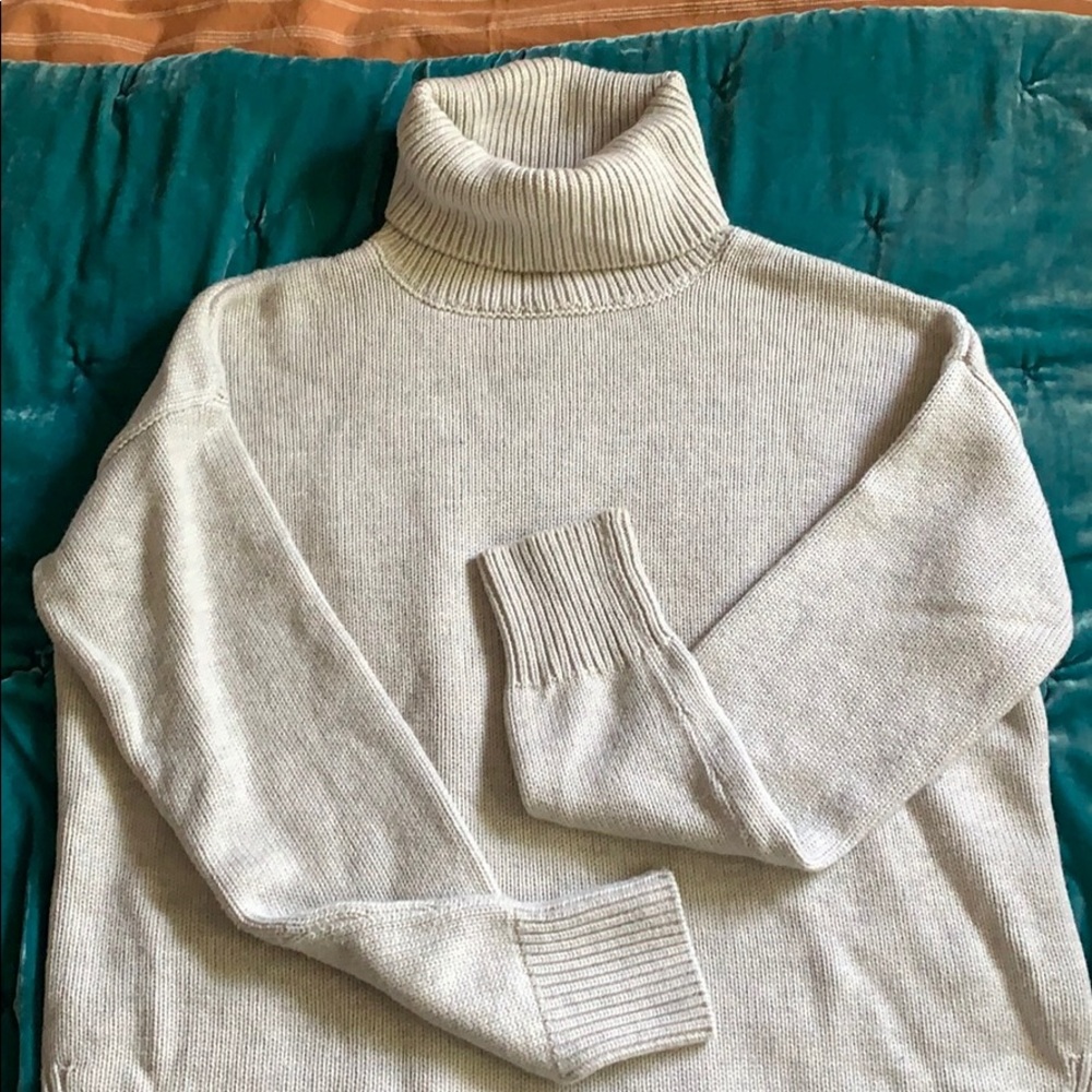 Joie Cream Ribbed Turtleneck Sweater